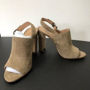 Madewell Irene Slingback Mules in Taupe Suede Sz 7